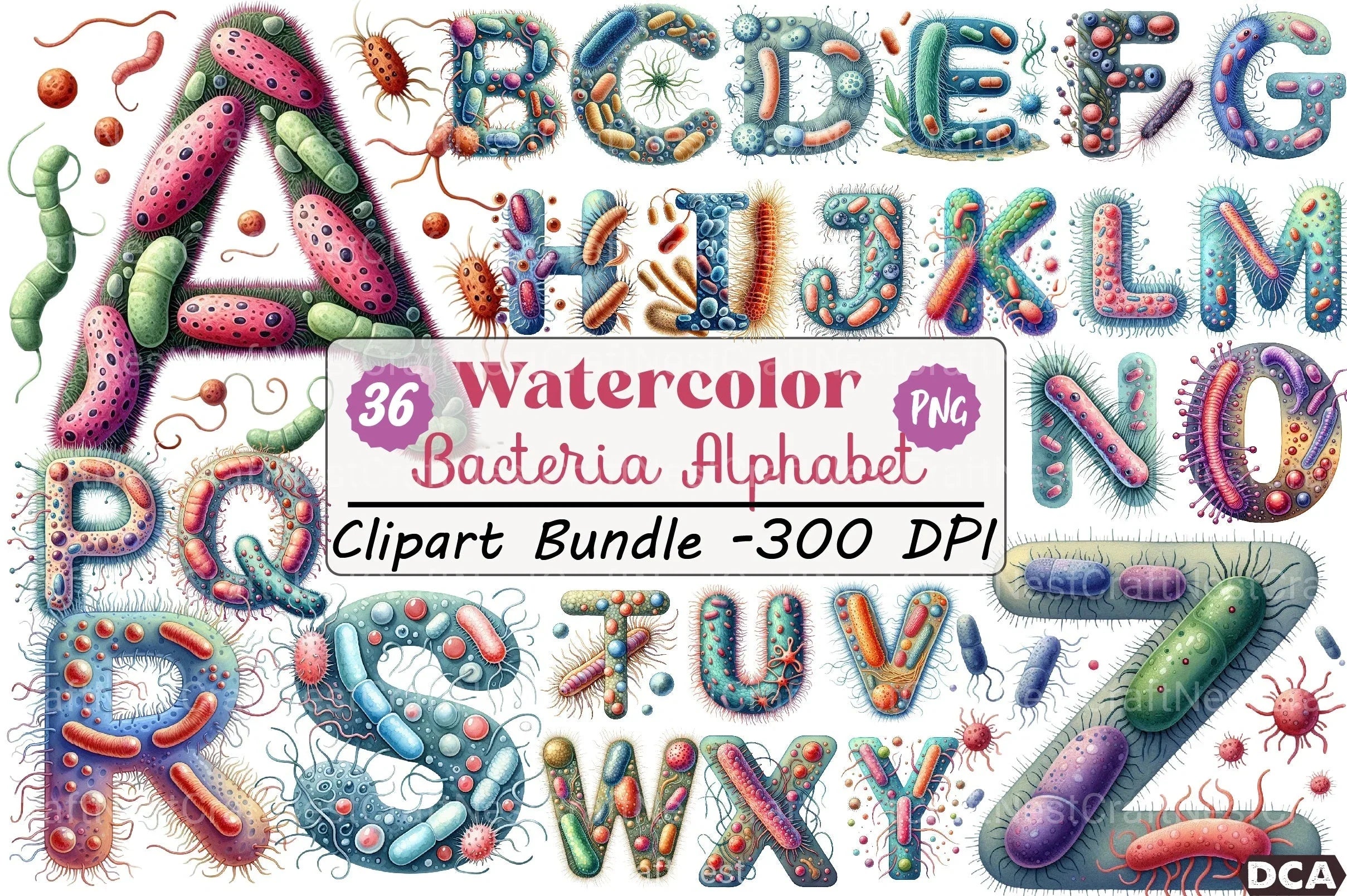 Bacteria Alphabet Clipart Bundle - CraftNest - Digital Crafting and Art