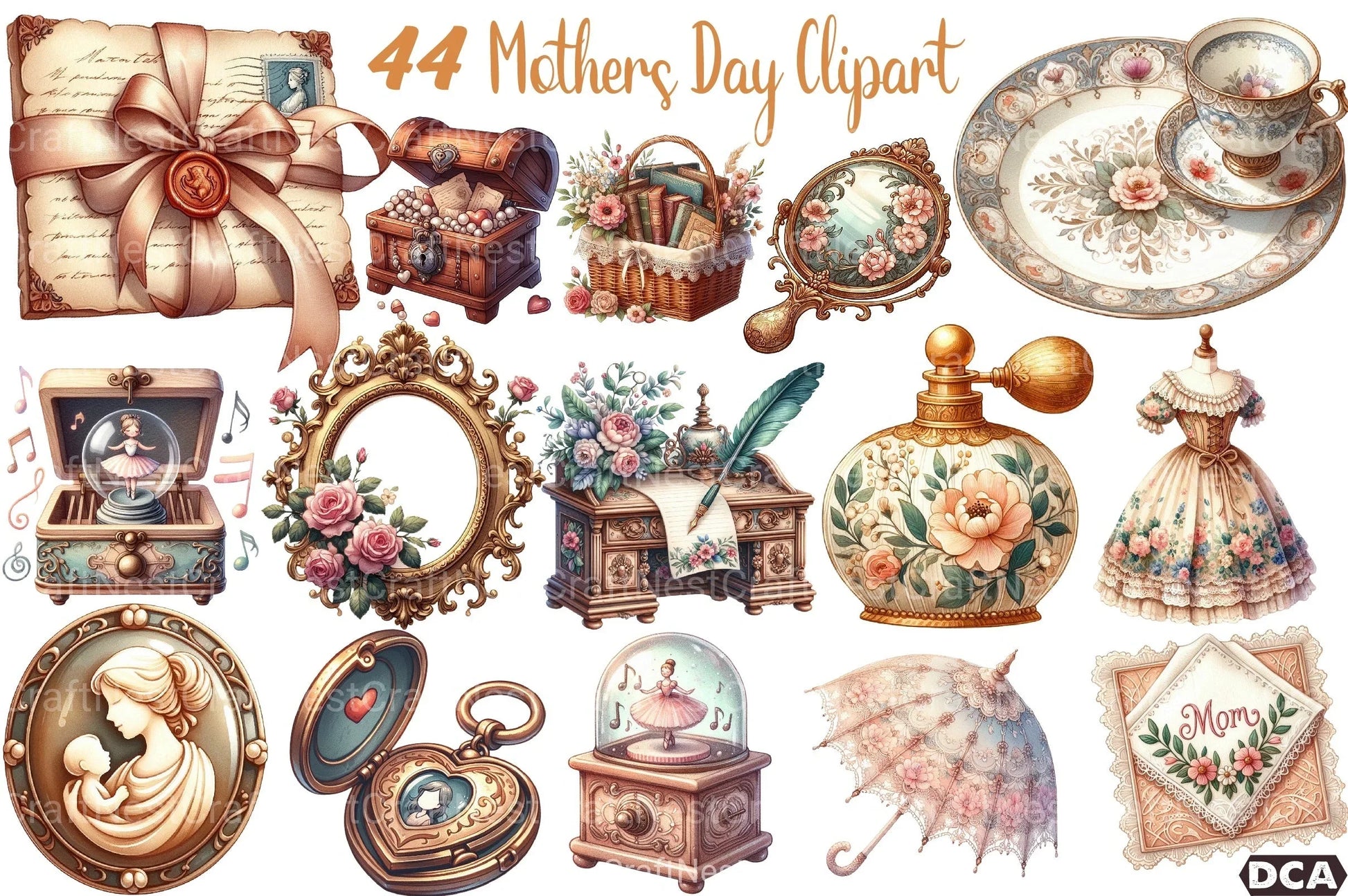 Antique Mother's Day Clipart Bundle - CraftNest - Digital Crafting and Art