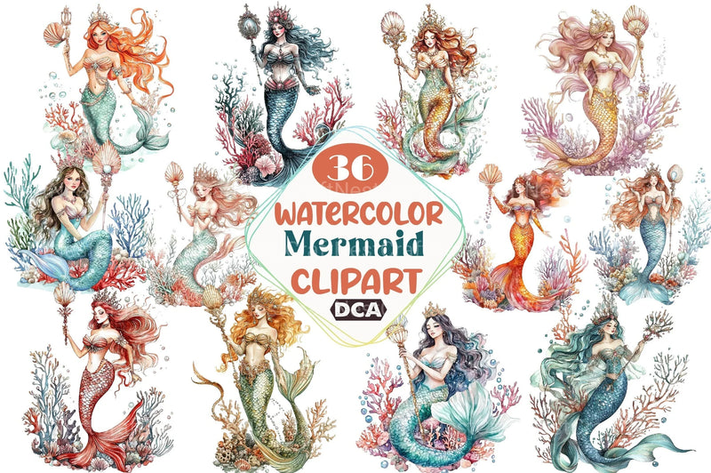 Mermaid Clipart Bundle 55 - CraftNest - Digital Crafting and Art