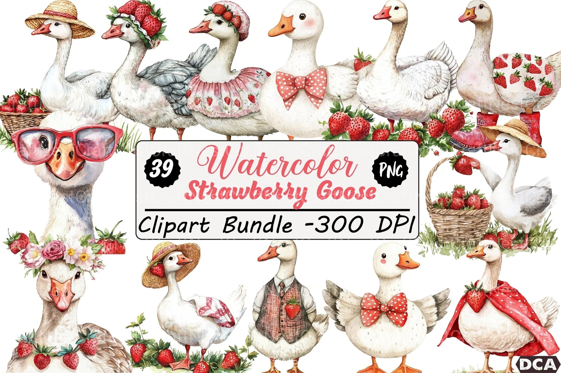 Strawberry Goose Clipart Bundle 99 - CraftNest - Digital Crafting and Art