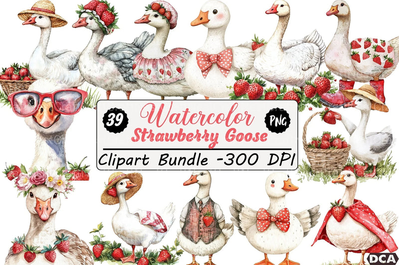 Strawberry Goose Clipart Bundle 99 - CraftNest - Digital Crafting and Art