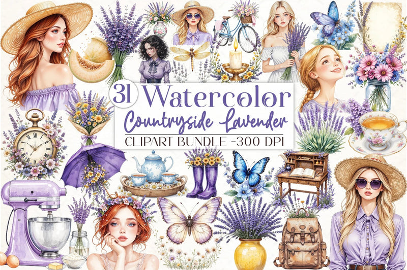 Countryside Lavender Clipart Bundle 1 - CraftNest - Digital Crafting and Art