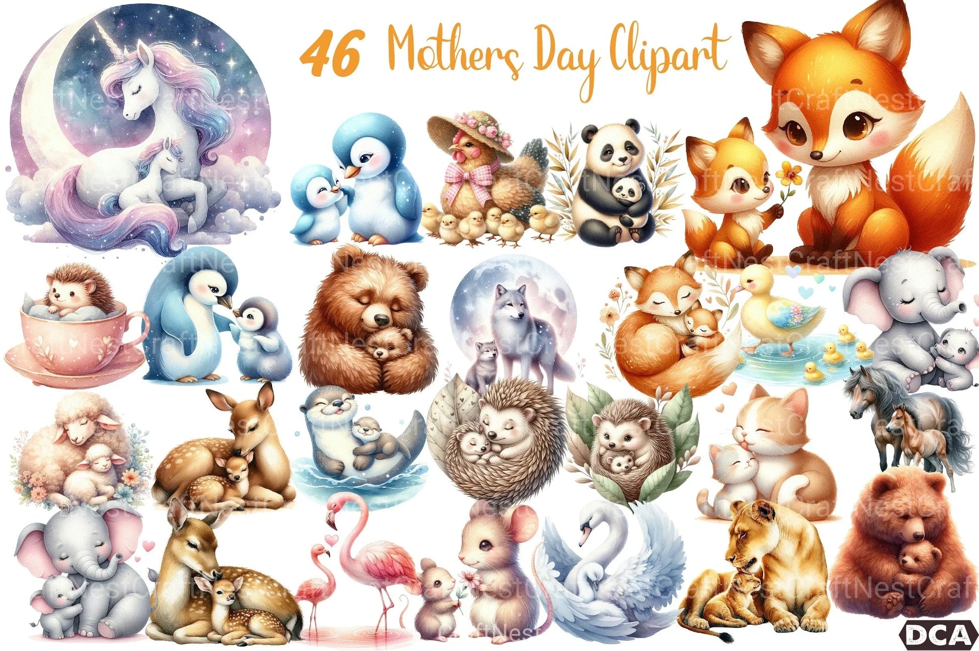 Happy Mother's Day Animal Clipart Bundle 21 - CraftNest - Digital Crafting and Art
