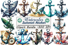 Summer Anchor Clipart Bundle - CraftNest - Digital Crafting and Art