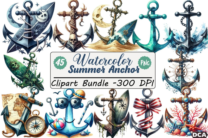 Summer Anchor Clipart Bundle - CraftNest - Digital Crafting and Art