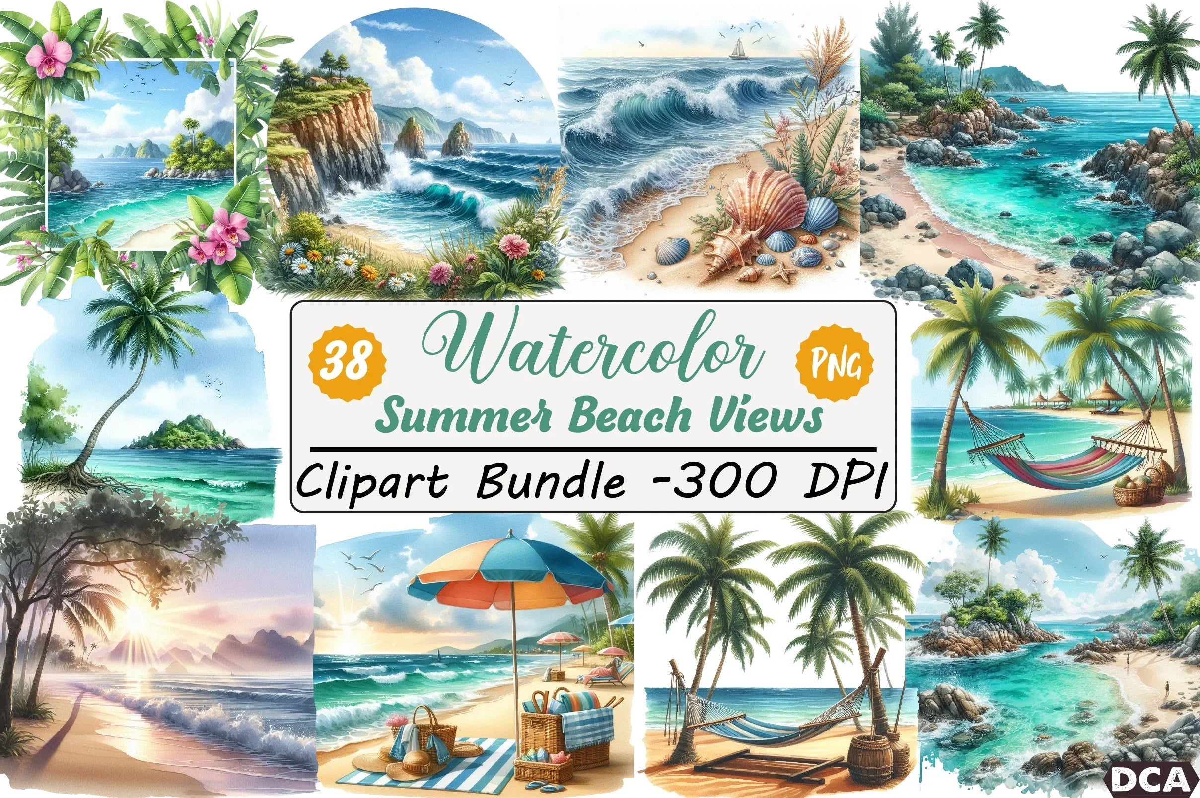 Summer Beach Views Clipart Bundle - CraftNest - Digital Crafting and Art