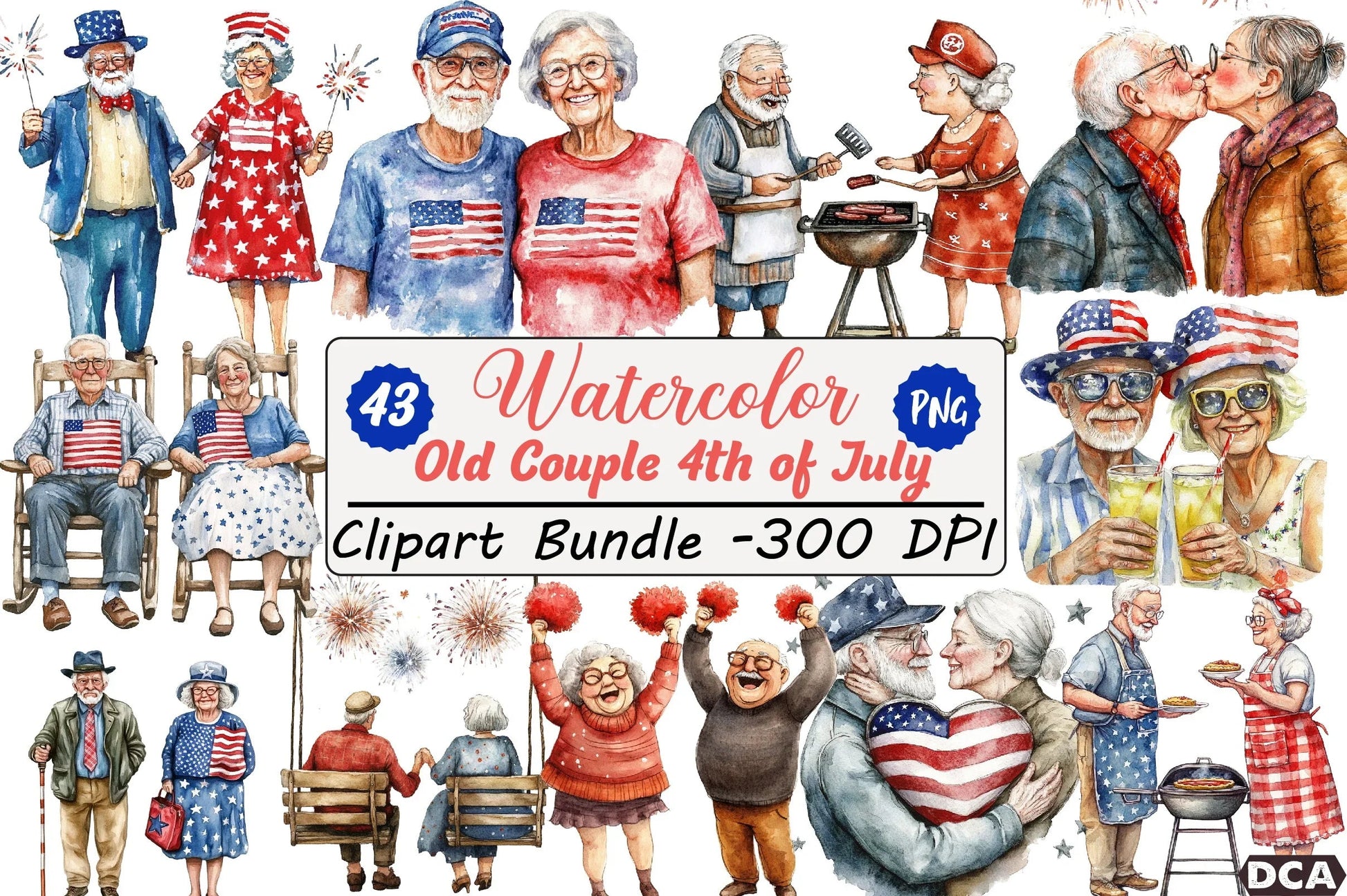 Old Couple 4th of July Clipart Bundle - CraftNest - Digital Crafting and Art