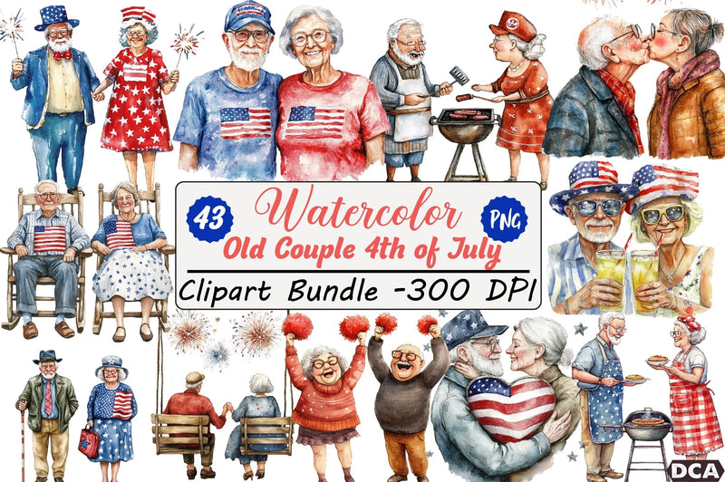 Old Couple 4th of July Clipart Bundle - CraftNest - Digital Crafting and Art