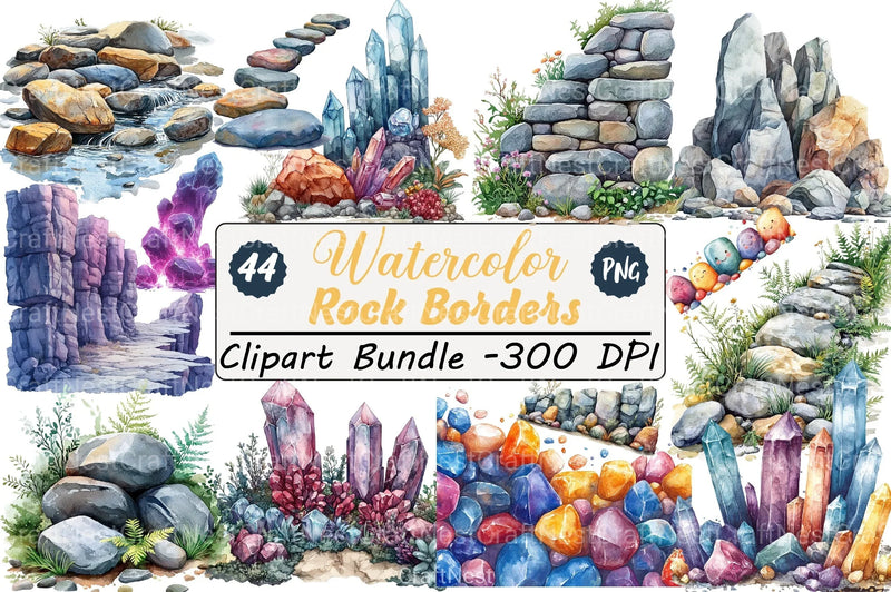 Rock Borders Clipart Bundle - CraftNest - Digital Crafting and Art