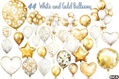 White and Gold Balloons Clipart Bundle - CraftNest - Digital Crafting and Art