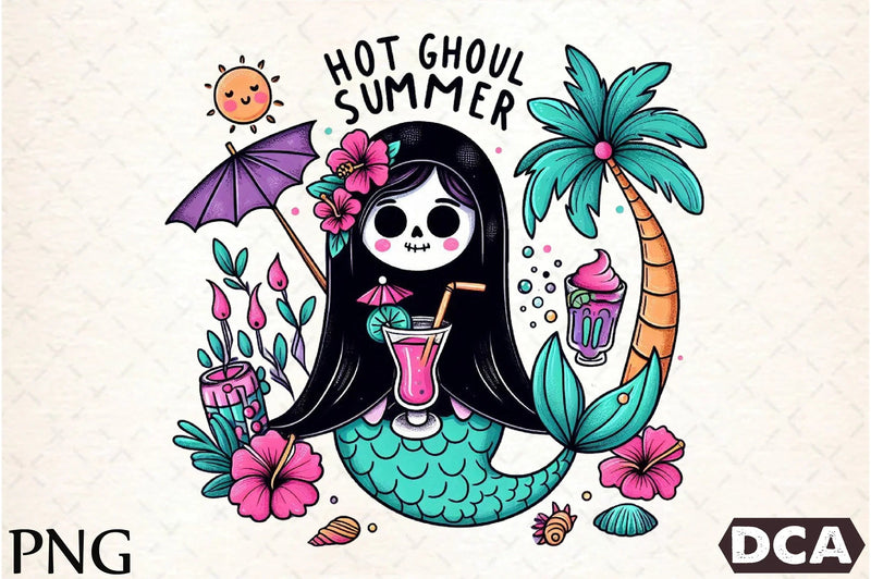 Cute Ghoul Mermaid Beach Clipart Bundle - CraftNest - Digital Crafting and Art