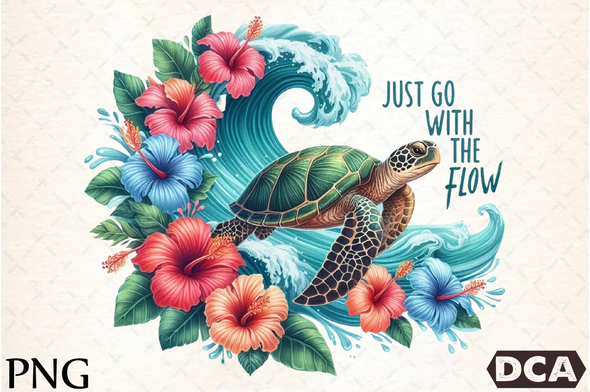 Summer Sea Turtle Waves & Flowers Clipart Bundle - CraftNest - Digital Crafting and Art