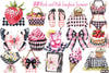 Black and Pink Gingham Summer Clipart Bundle