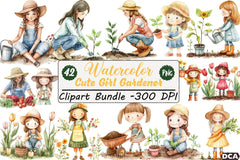 Cute Girl Gardener Clipart Bundle - CraftNest - Digital Crafting and Art