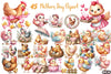 Pink Gingham Hen Mother's Day Clipart Bundle