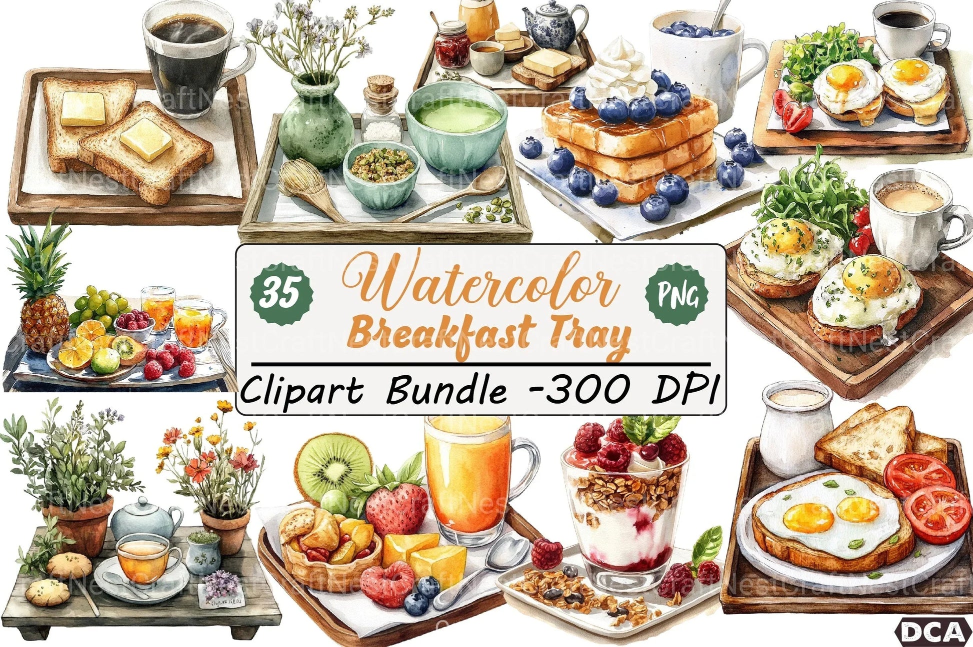 Breakfast Tray Clipart Bundle - CraftNest - Digital Crafting and Art