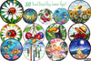 Round Stained Glass Summer Clipart Bundle