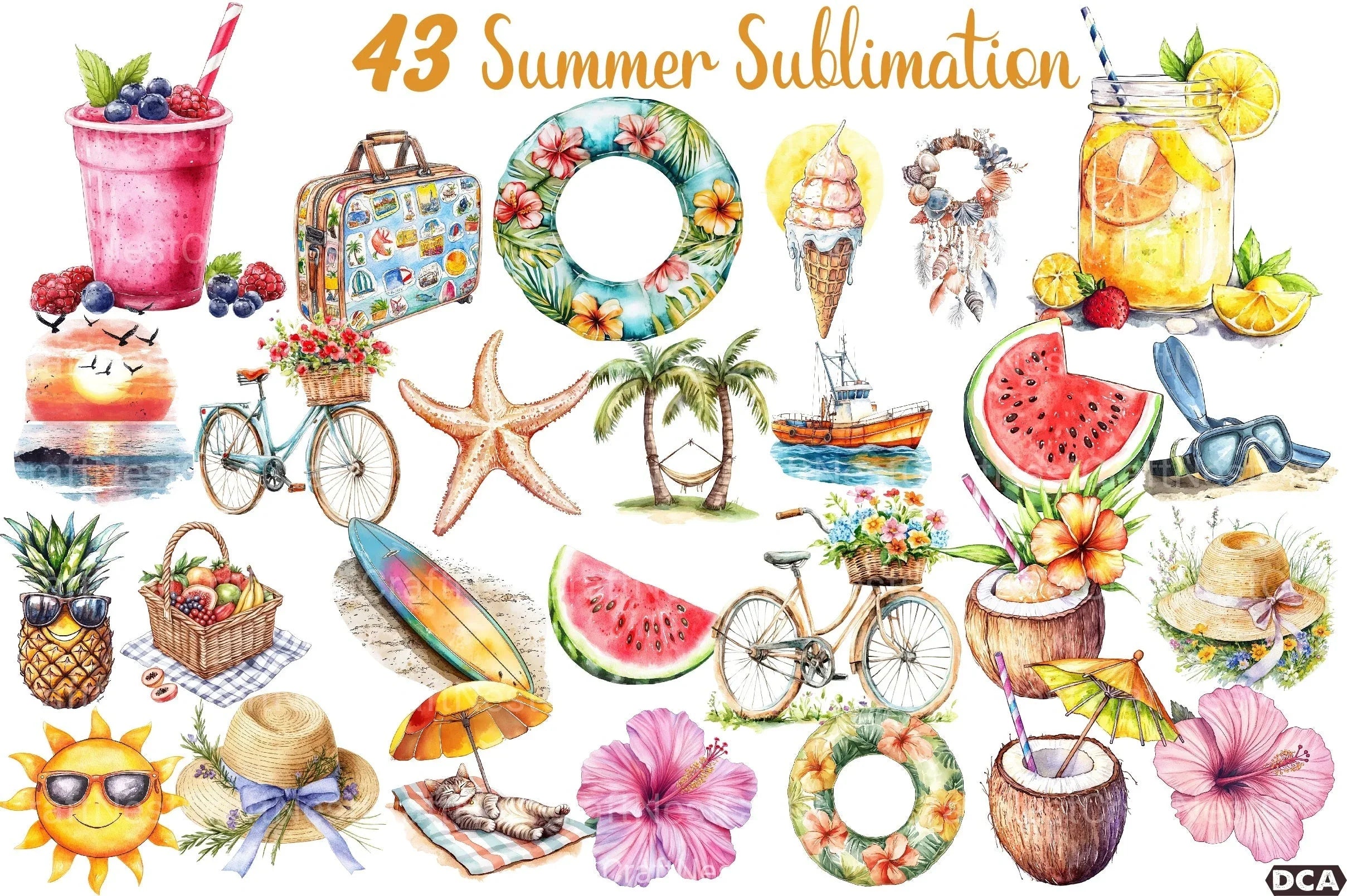 Hand Drawn Summer Clipart Bundle 1 - CraftNest - Digital Crafting and Art