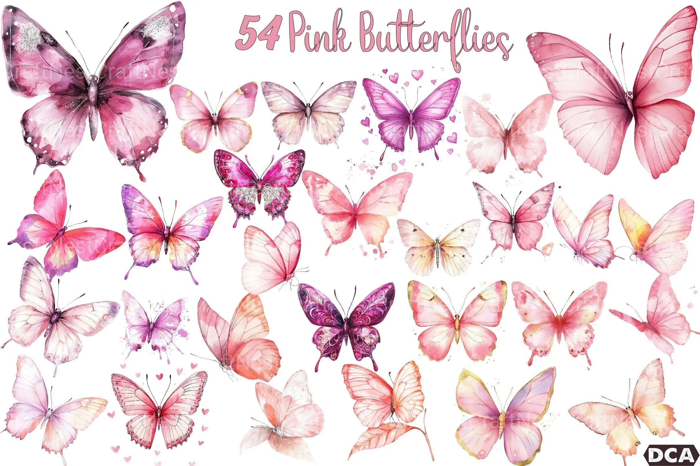 Pink Butterflies Clipart Bundle - CraftNest - Digital Crafting and Art