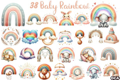 Baby Rainbow Boho Art Clipart Bundle - CraftNest - Digital Crafting and Art