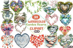 Japanese Garden Hearts Clipart Bundle - CraftNest - Digital Crafting and Art