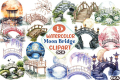 Serene Japanese Moon Bridge Clipart Bundle - CraftNest - Digital Crafting and Art