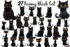 Quirky Funny Black Cat Clipart Bundle55