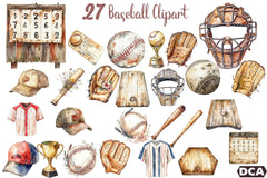 Vintage Baseball Clipart Bundle 1 - CraftNest - Digital Crafting and Art