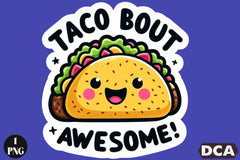 Funny Taco Clipart Bundle: Awesome Stickers - CraftNest - Digital Crafting and Art