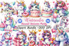 Kawaii Unicorn Party Clipart Bundle