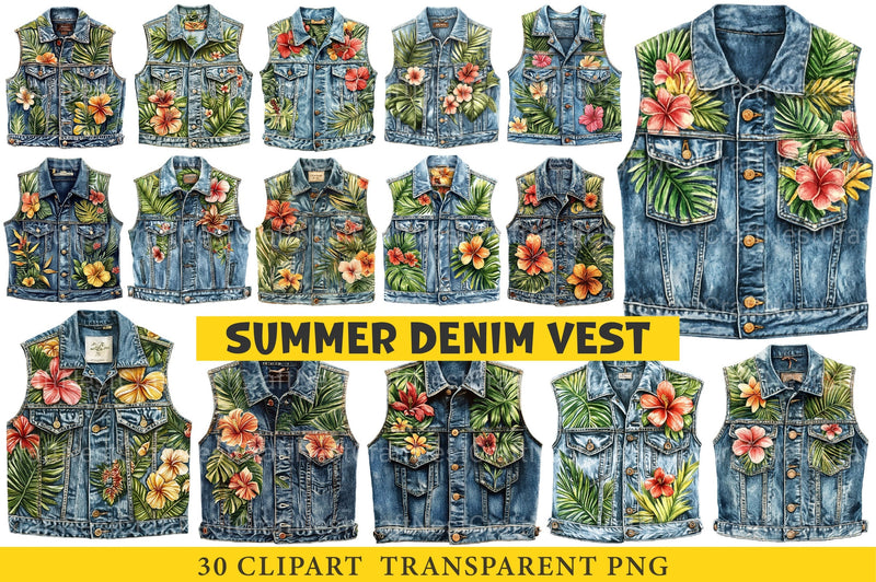 Summer Denim Vest Clipart Bundle - CraftNest - Digital Crafting and Art