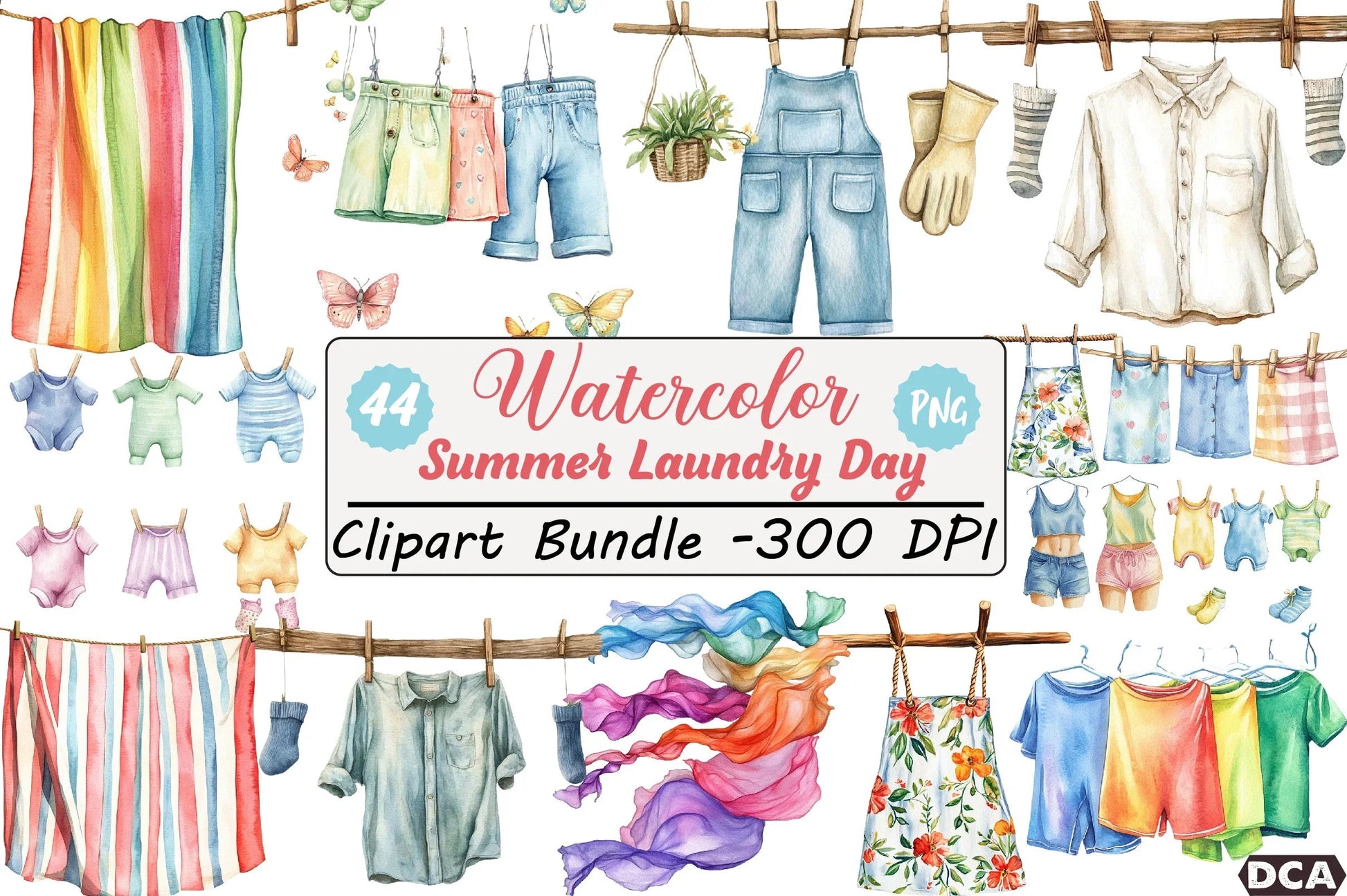 Summer Laundry Day Clipart Bundle - CraftNest - Digital Crafting and Art