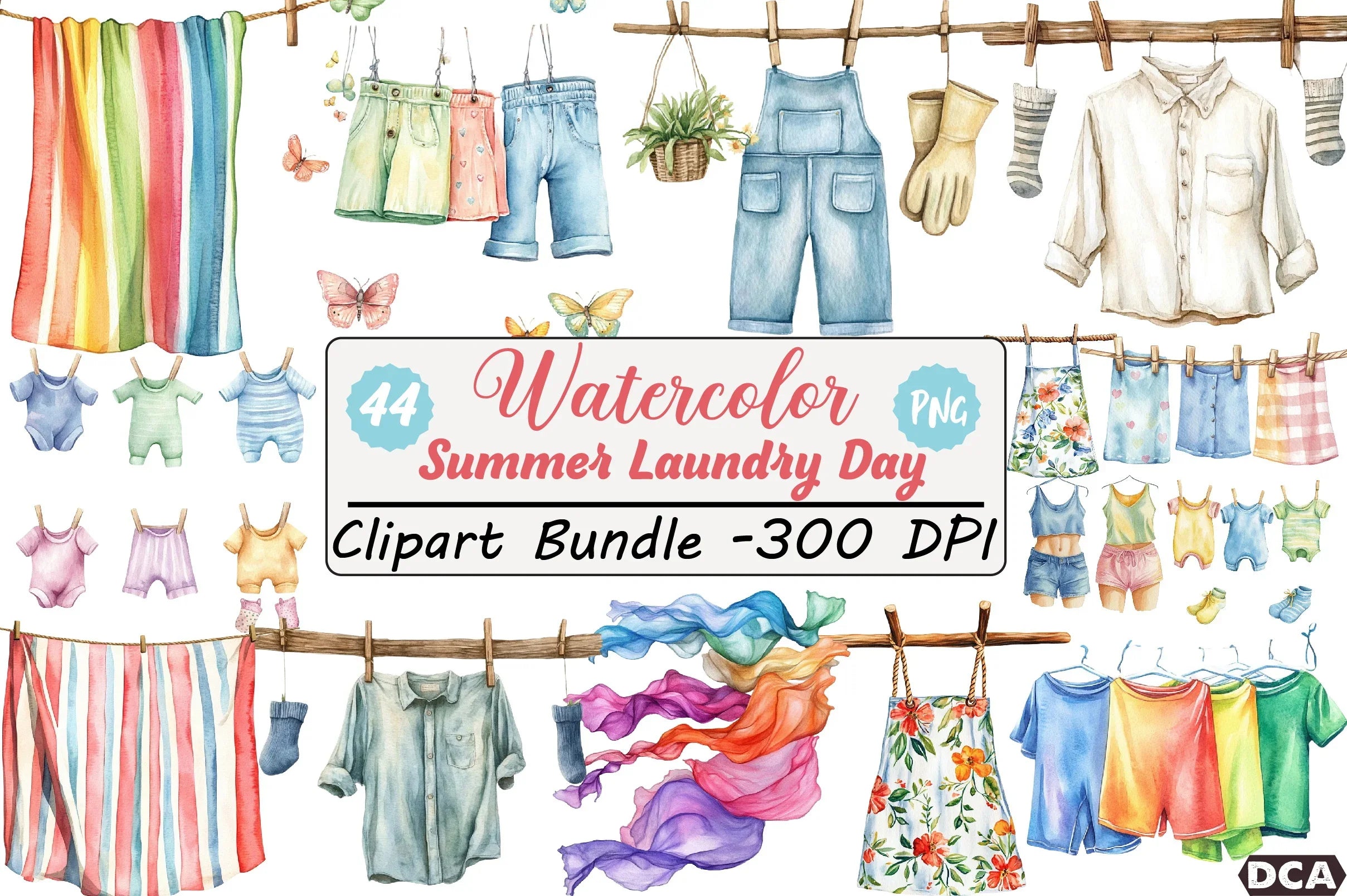 Summer Laundry Day Clipart Bundle - CraftNest - Digital Crafting and Art