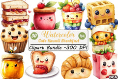 Kawaii Breakfast Clipart Bundle - CraftNest - Digital Crafting and Art