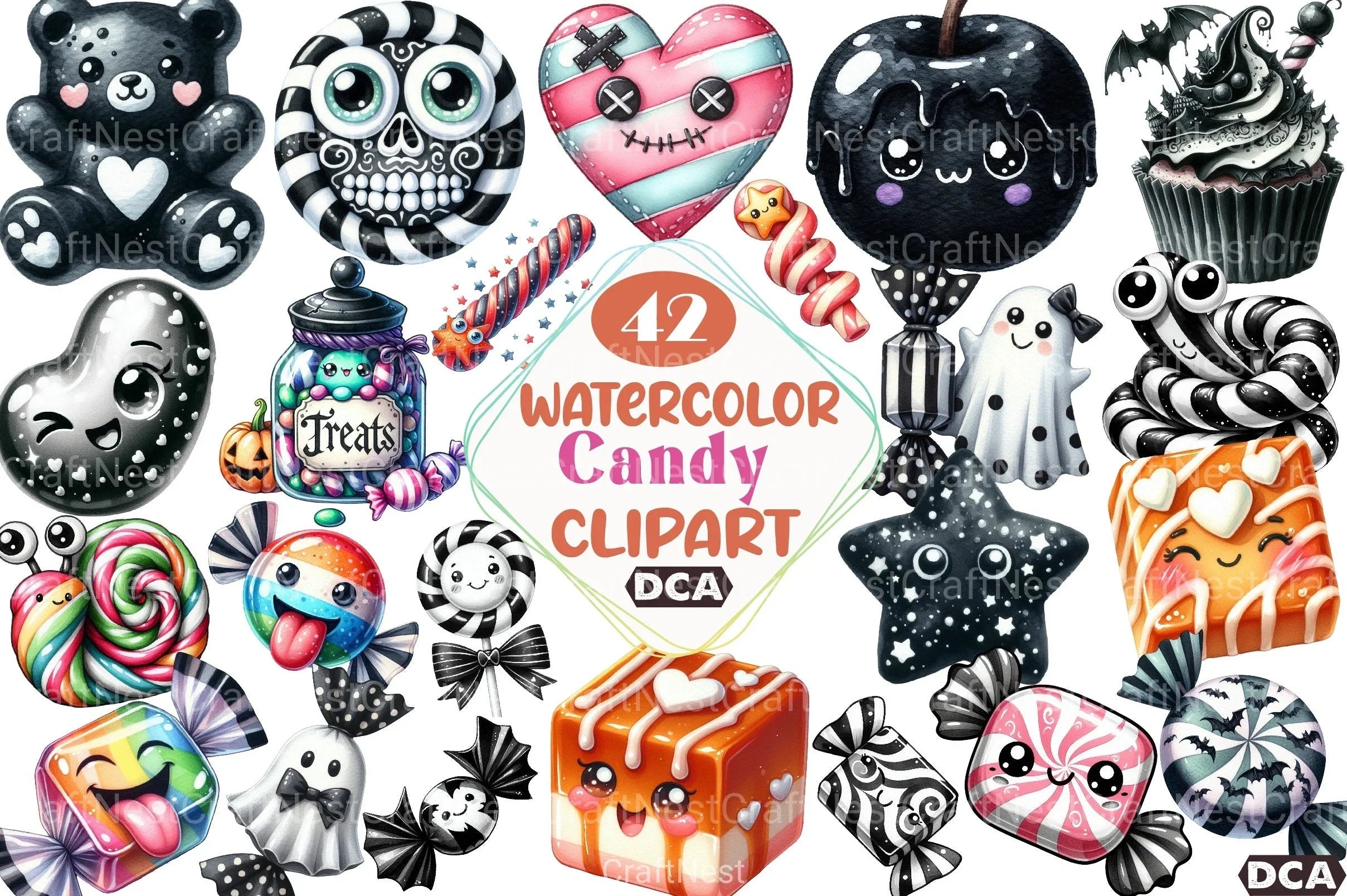 Candy Black and White Clipart Bundle - CraftNest - Digital Crafting and Art