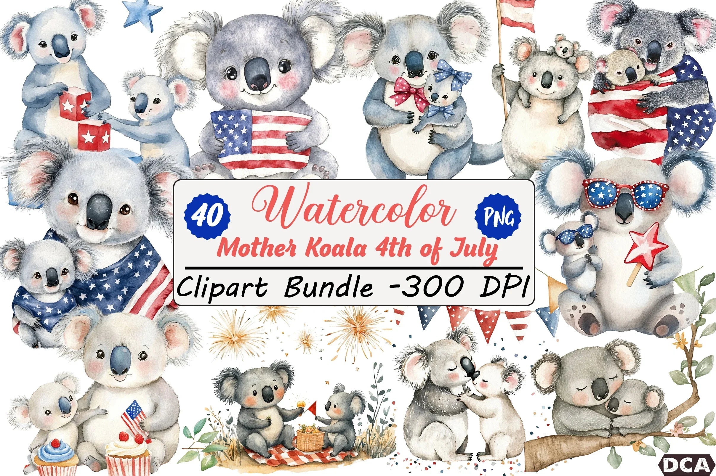 Mother Koala 4th of July Clipart Bundle - CraftNest - Digital Crafting and Art