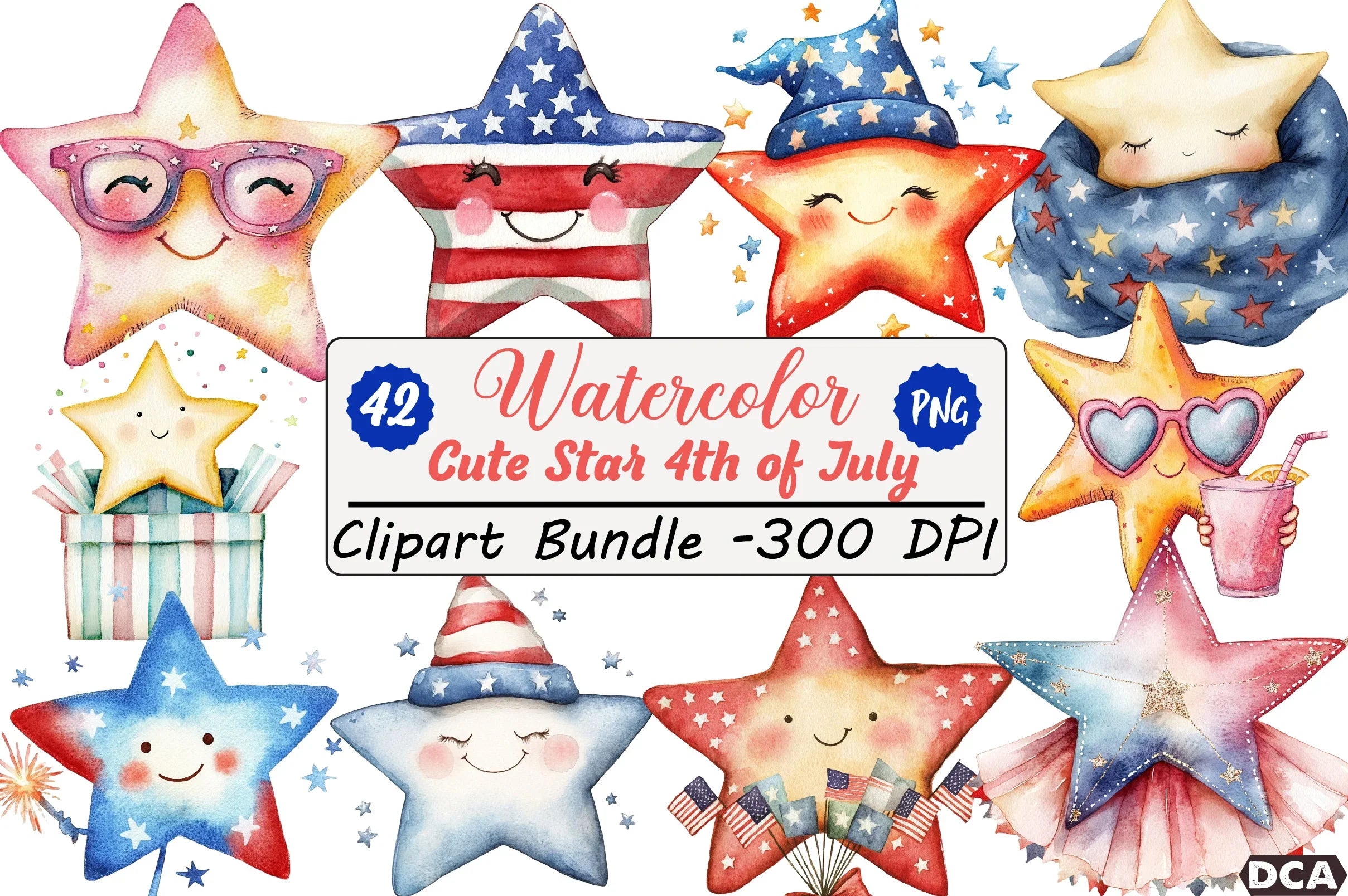 Cute Star 4th of July Clipart Bundle - CraftNest - Digital Crafting and Art
