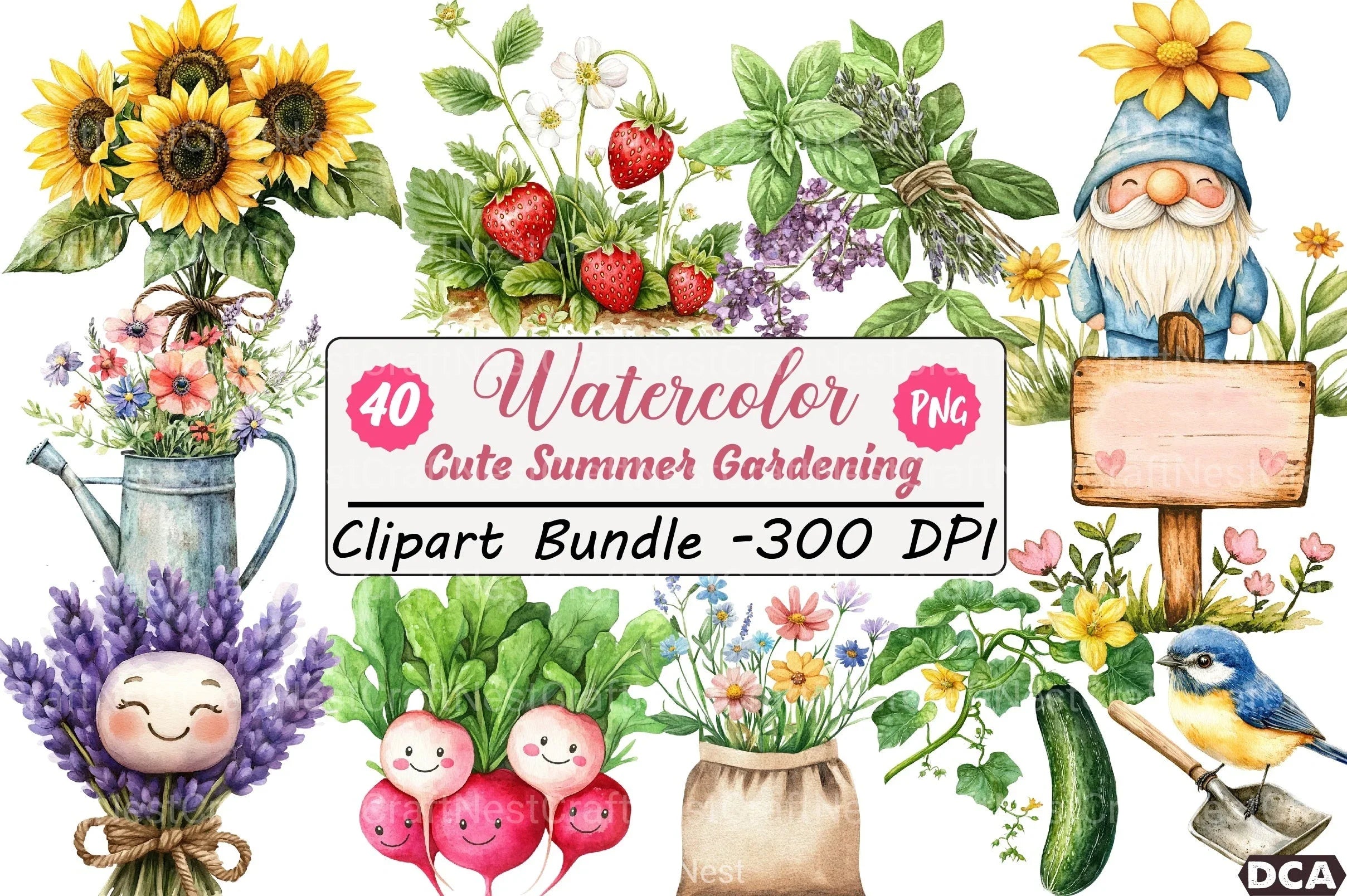 Cute Summer Gardening Clipart Bundle - CraftNest - Digital Crafting and Art