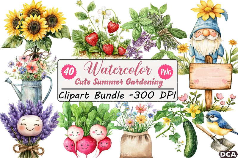 Cute Summer Gardening Clipart Bundle - CraftNest - Digital Crafting and Art