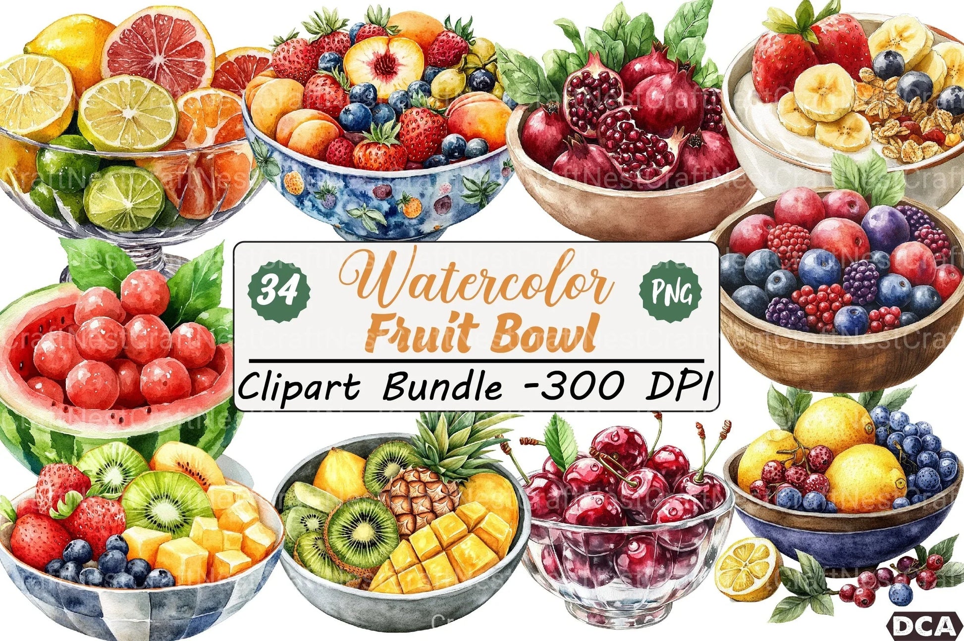 Fruit Bowl Clipart Bundle - CraftNest - Digital Crafting and Art