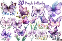 Purple Spring Butterfly Clipart Bundle - CraftNest - Digital Crafting and Art