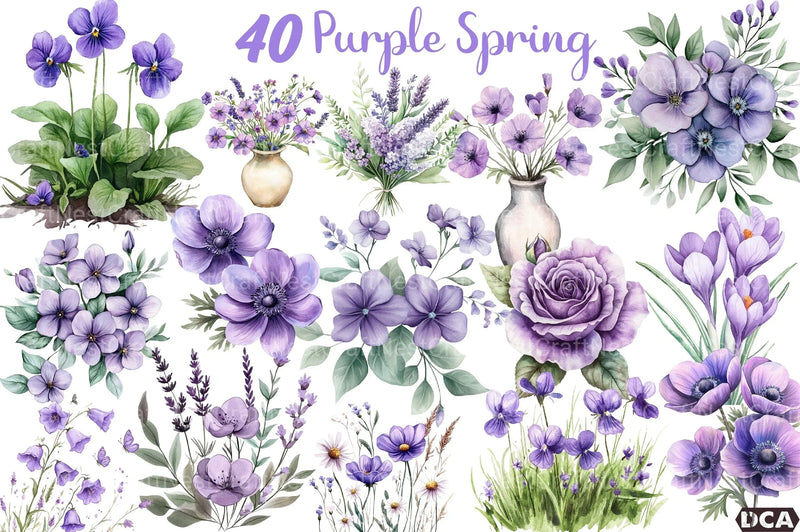 Purple Spring Clipart Bundle 1 - CraftNest - Digital Crafting and Art