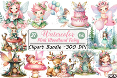 Pink Woodland Fairy Clipart Bundle - CraftNest - Digital Crafting and Art