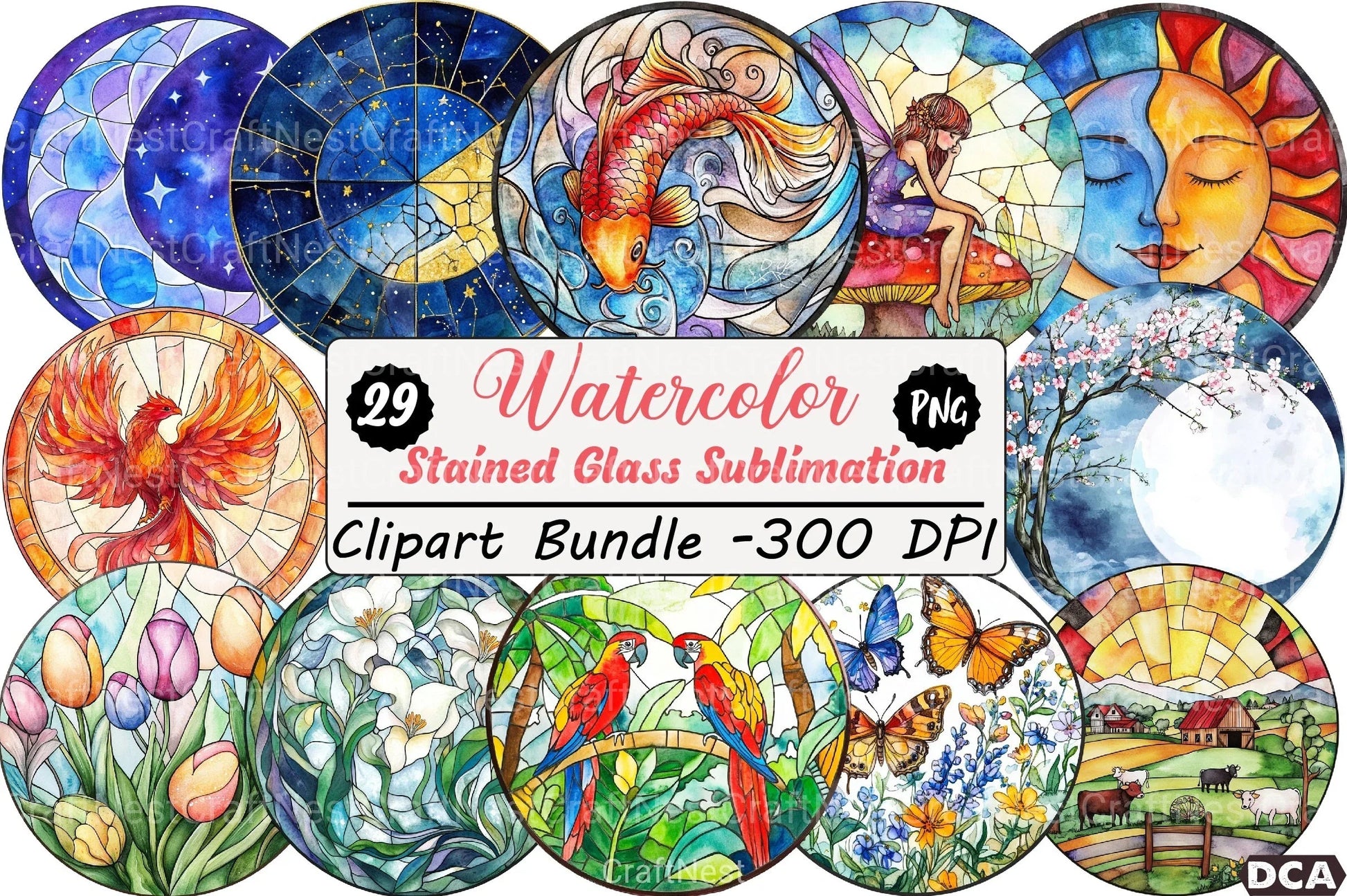 Stained Glass Clipart Bundle 222 - CraftNest - Digital Crafting and Art