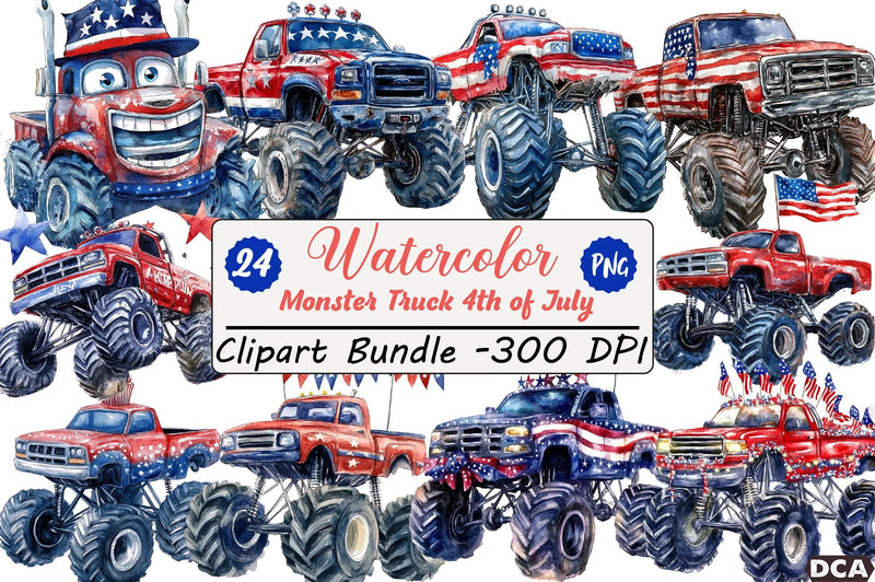Monster Truck 4th of July Clipart Bundle - CraftNest - Digital Crafting and Art
