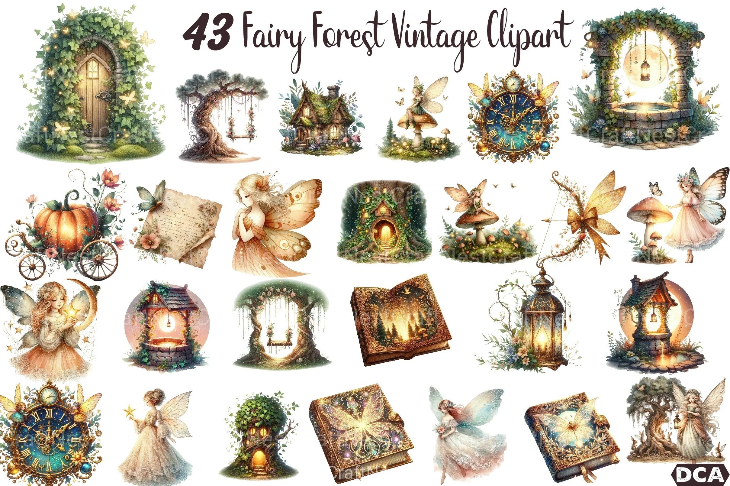Fairy Forest Vintage Clipart Bundle - CraftNest - Digital Crafting and Art