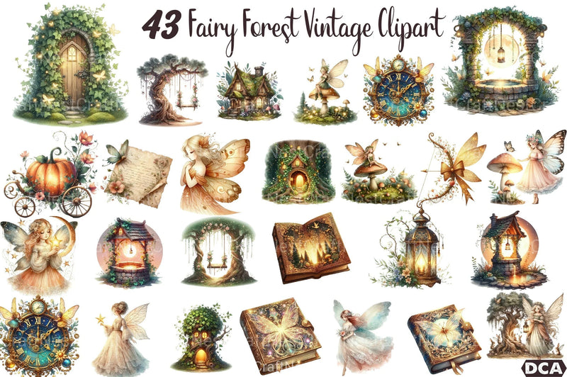 Fairy Forest Vintage Clipart Bundle - CraftNest - Digital Crafting and Art