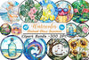 Round Stained Glass Summer Clipart Bundle