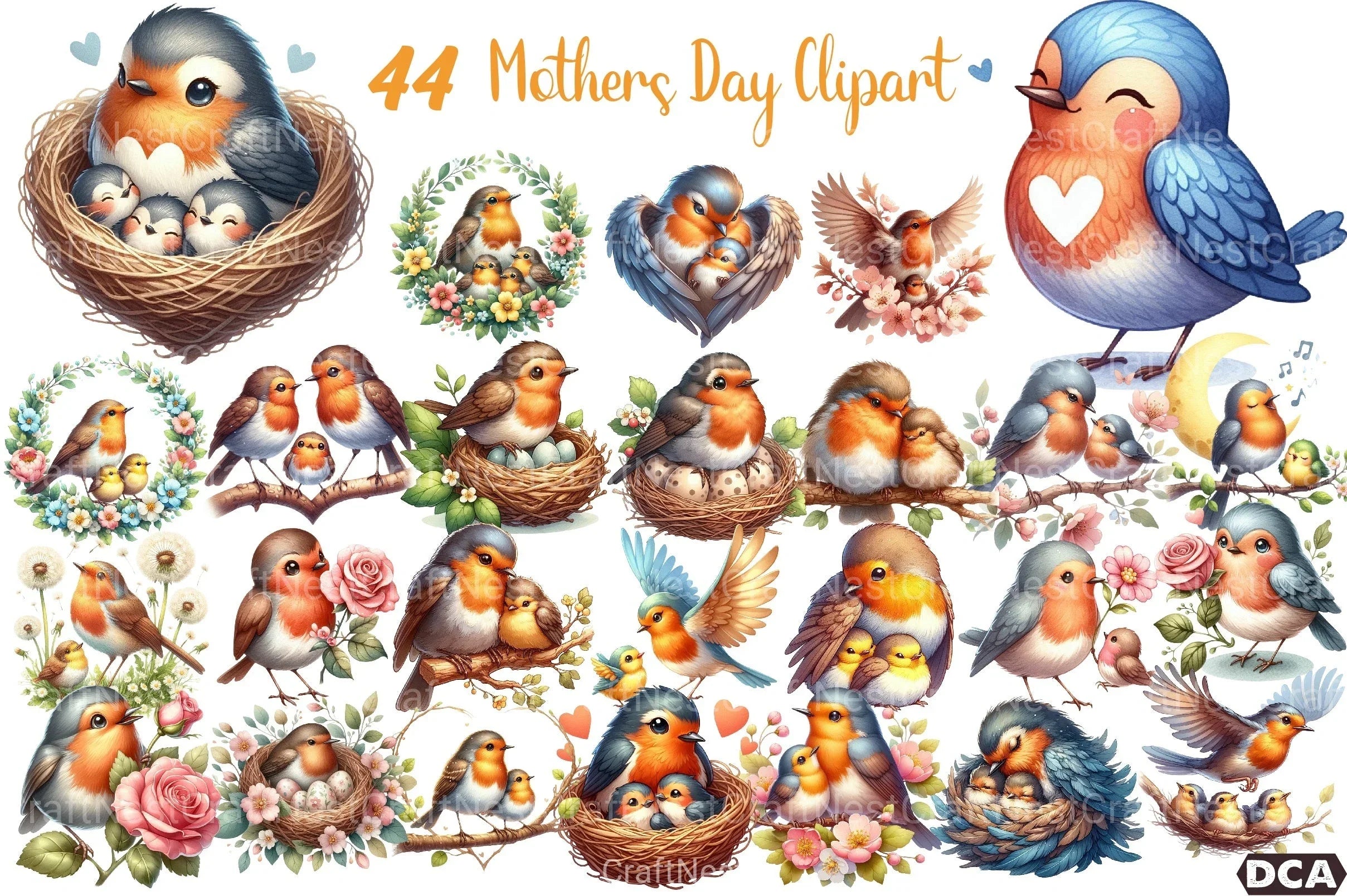 Robin Mother's Day Clipart Bundle - CraftNest - Digital Crafting and Art