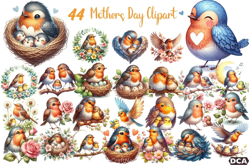 Robin Mother's Day Clipart Bundle - CraftNest - Digital Crafting and Art